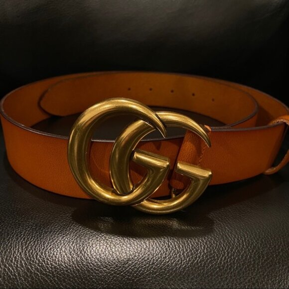 Gucci Double G Brown Leather Belt in Size 90 - Picture 2 of 4